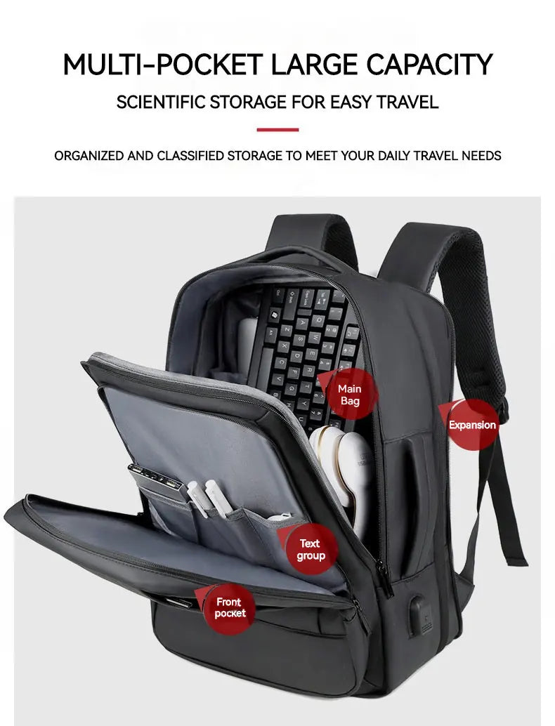 Business Commuter Men's Backpack, Multifunctional Laptop Bag, Solid Color, Simple Men's Backpack