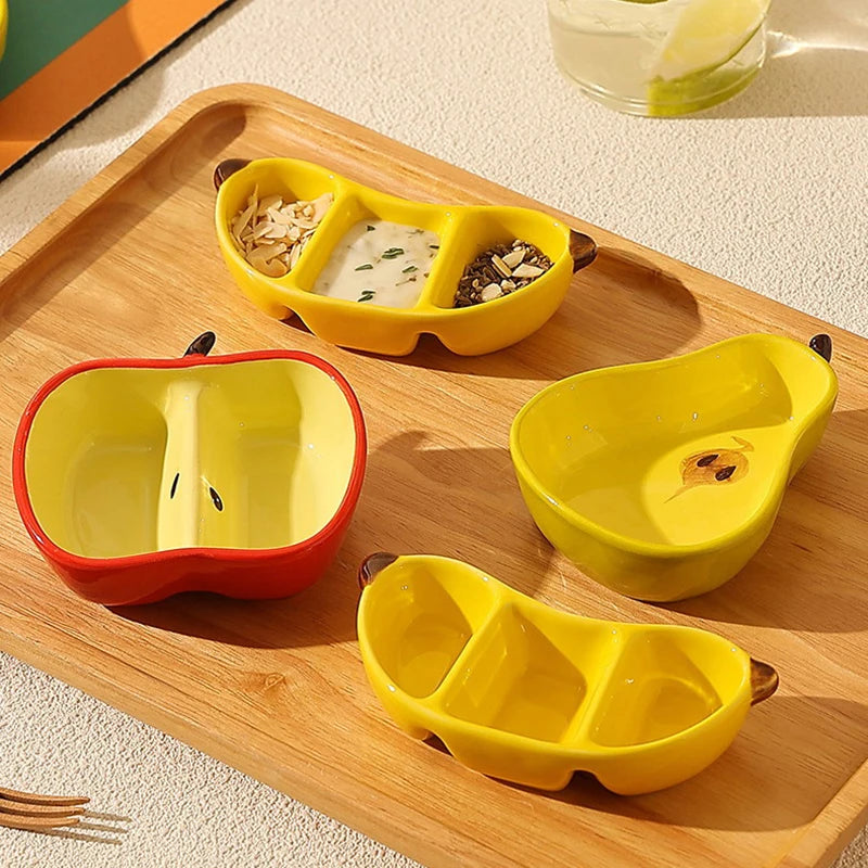 Creative Porcelain Dish Korean Style Cute Fruit Shape Ceramic Household Tableware Barbecue Hot Pot Sauce Condiment Dishes