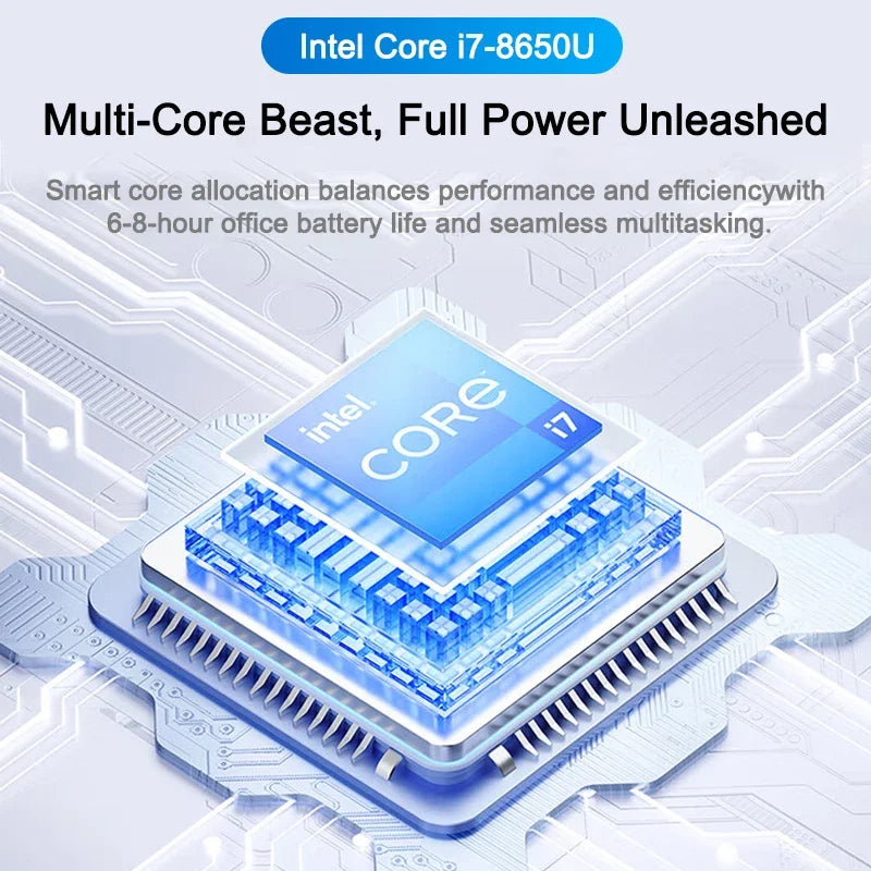 LENO 14.1" Ultra Slim Laptop 32GB 2TB Windows 11 Intel Core i7 8650U Gaming Computer PC Gamer office Notebook 1920*1080 HD