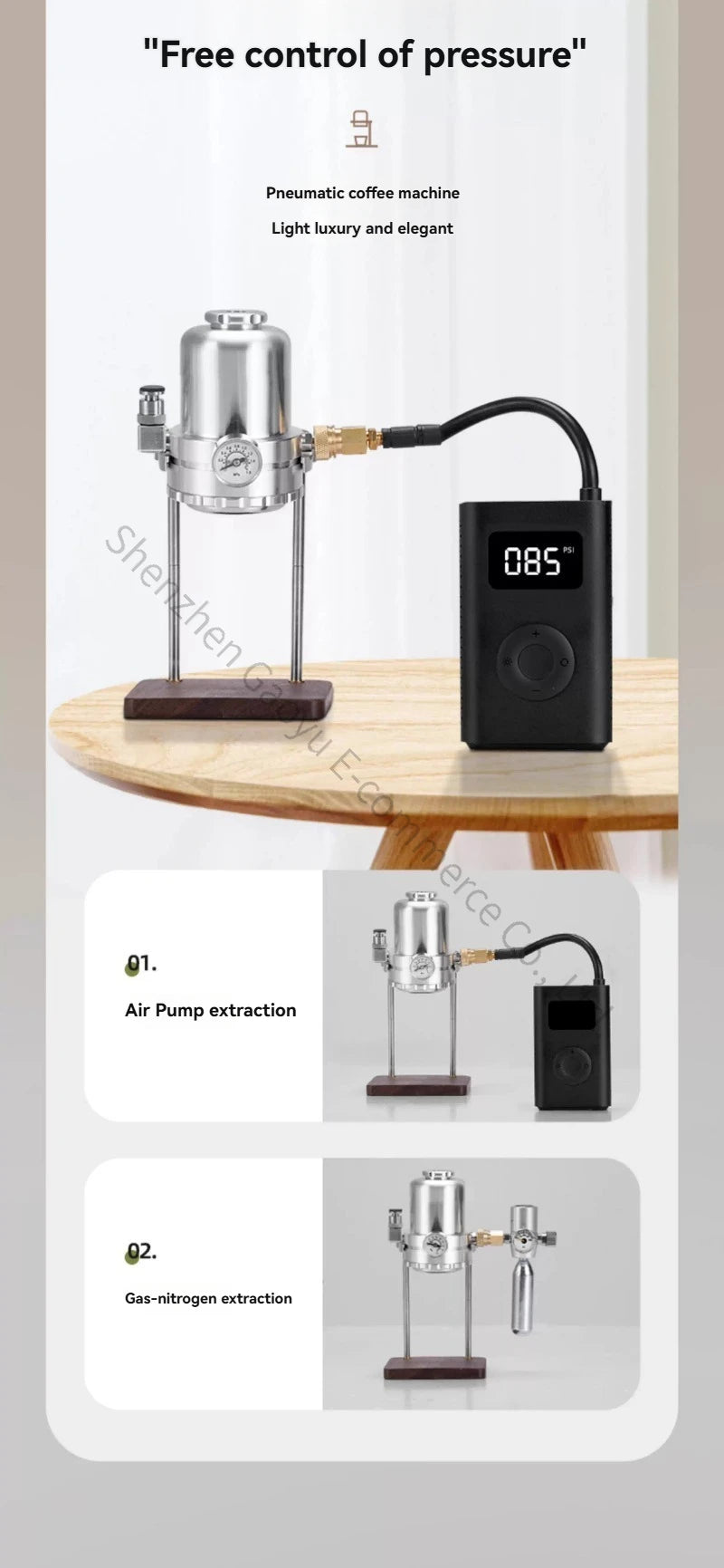 New Portable Manual Espresso Coffee Maker, Mini Air Pump Pneumatic Machine for Camping Office Home, Compact Metal Body