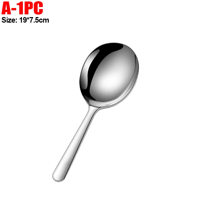 Stainless Steel Serving Spoons Round Fruit Food Scoop Dining Soup Rice Spoon Heat Insulated Handle Kitchen Restaurant Ladles