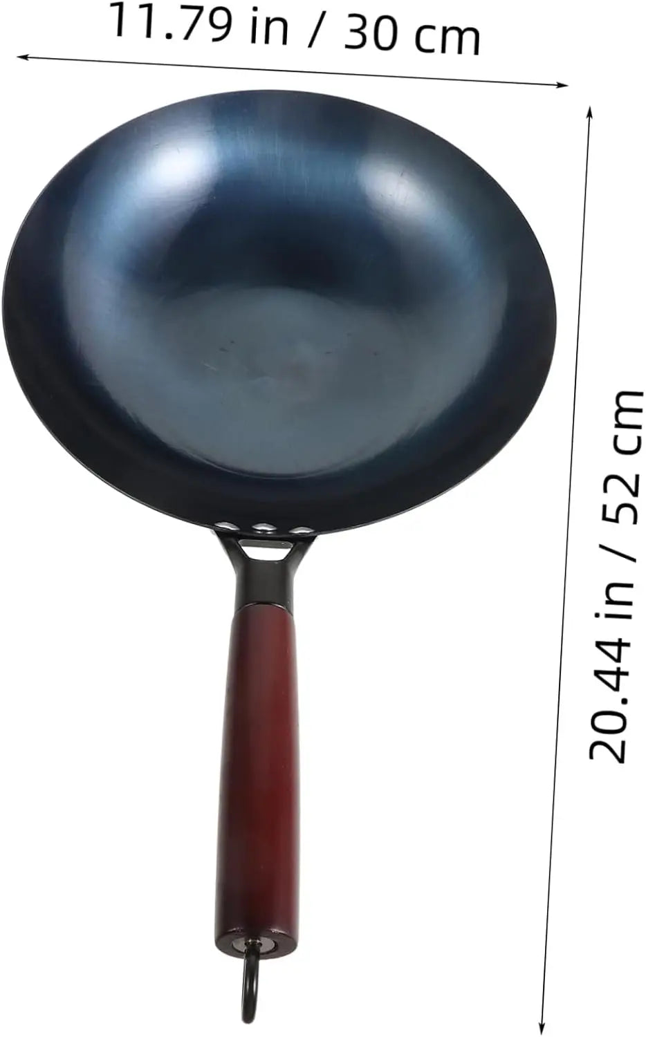 Iron Wok Iron Pot Household Frying Pan Traditional Hand Forged Without Coating Wooden Handle Old-style Non-iron Pot (30cm)