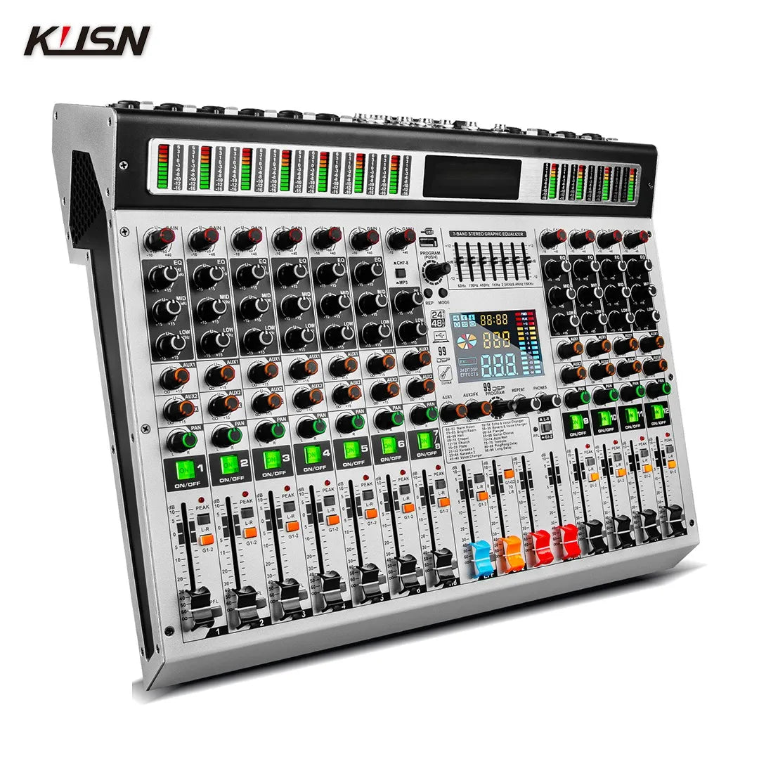 12 Channel 99 DSP Digital Mixer Professional Powered Audio Mixing Console Power Soundcraft Sound Mixer with Bluetooth USB