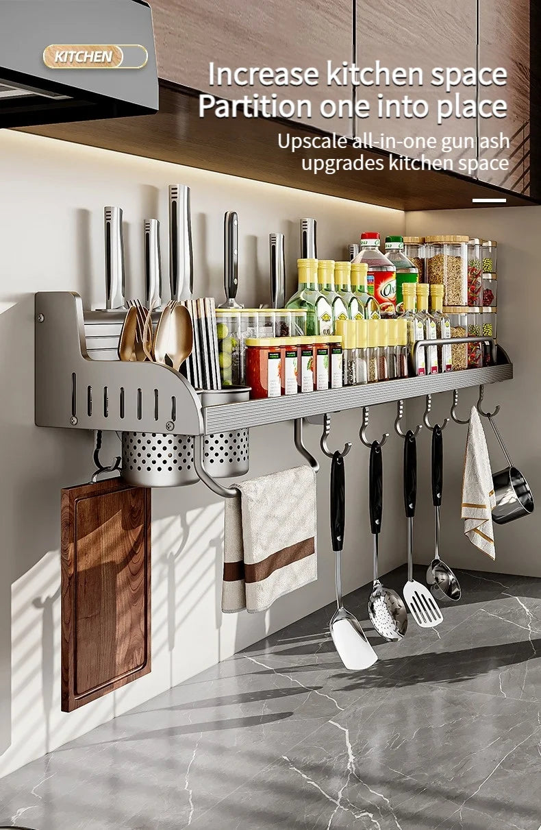 Kitchen Storage Rack Multi functional Home Wall mounted Seasoning Chopsticks Knife Holder Complete Collection of Supplies Rack