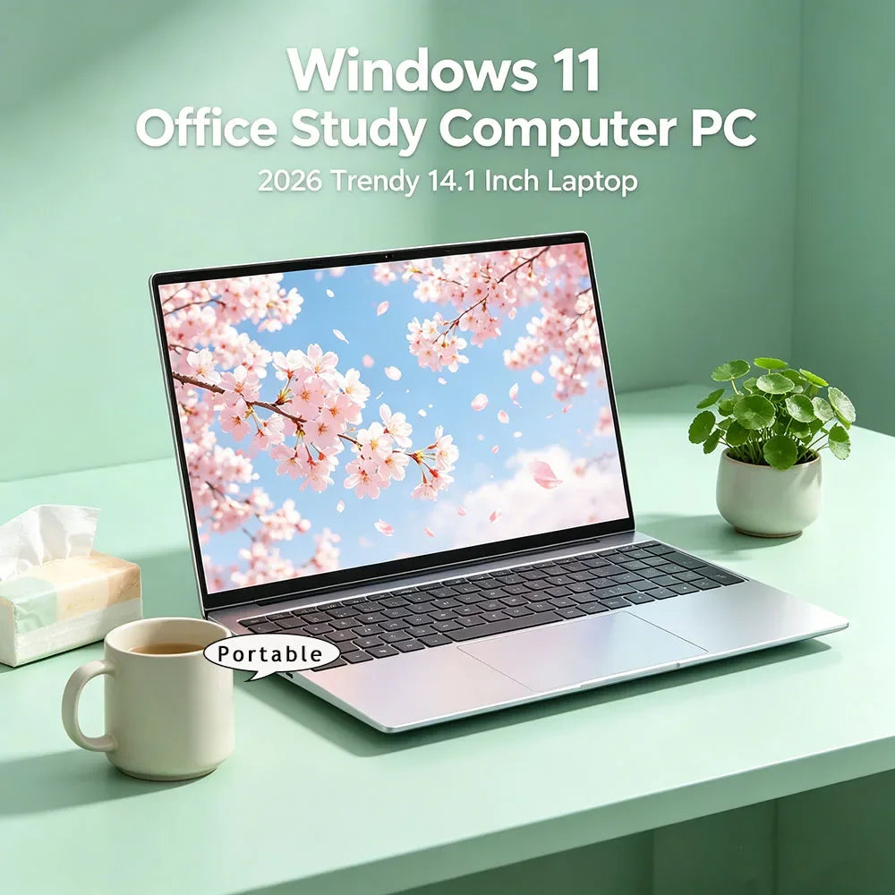 Fine 14.1'' Laptop with Intel 4405U,120Hz FHD IPS Screen,32GB RAM,2TB SSD,5000mAh Backlit Keyboard