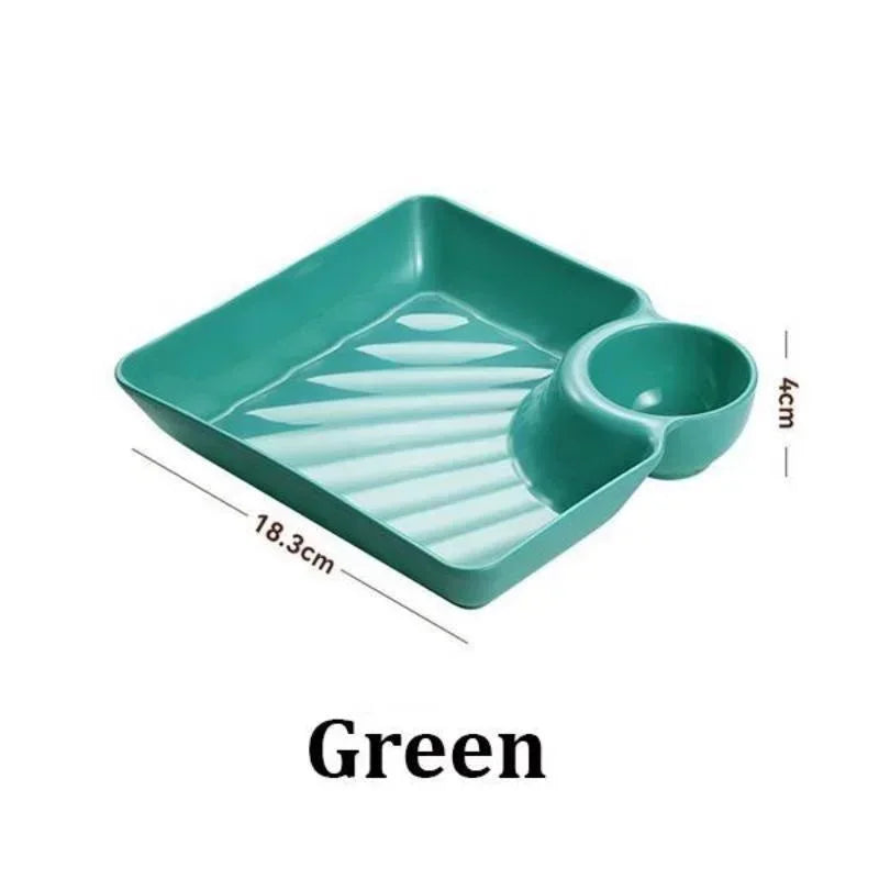 4pcs Easter Themed Chips & Dip Plates, Plastic Dumpling Serving Platter with Dipping Cup, Divided Snack Dishes for Appetizer