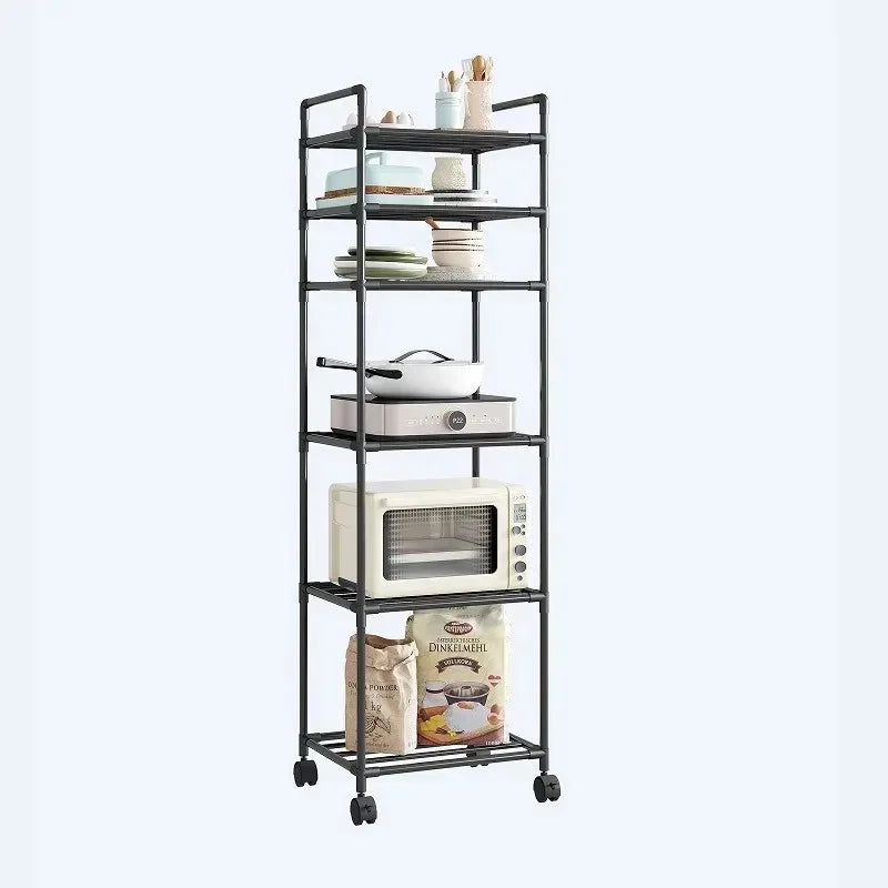 Kitchen multi-layer floor storage rack, household removable storage rack integrated wall rack