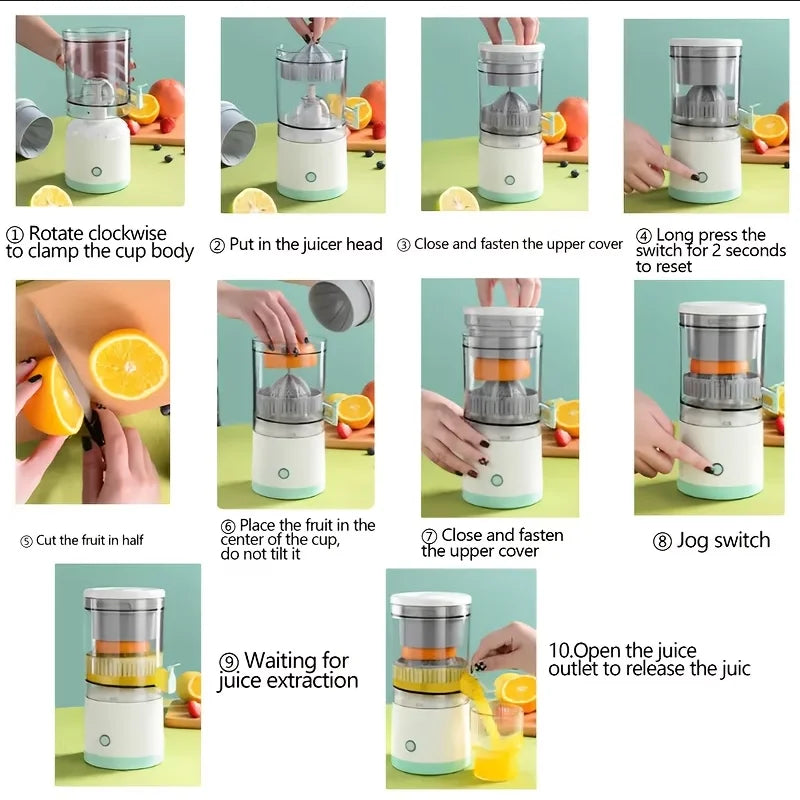 Electric Juicer, Separates Pulp from Juice, Portable Household Orange Juicer, Freshly Squeezed and Ready to Drink, Very Practical