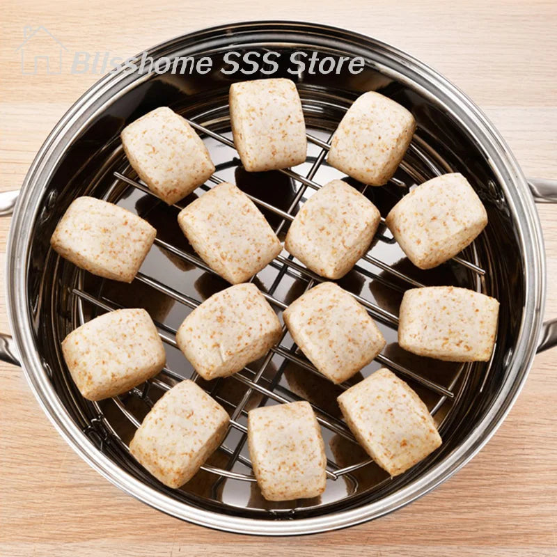 【S】Stainless Steel Cookware Steamer Rack Cooking Baking Pot Stand Airfryer Grill Food Accessories Kitchen Steaming Racks