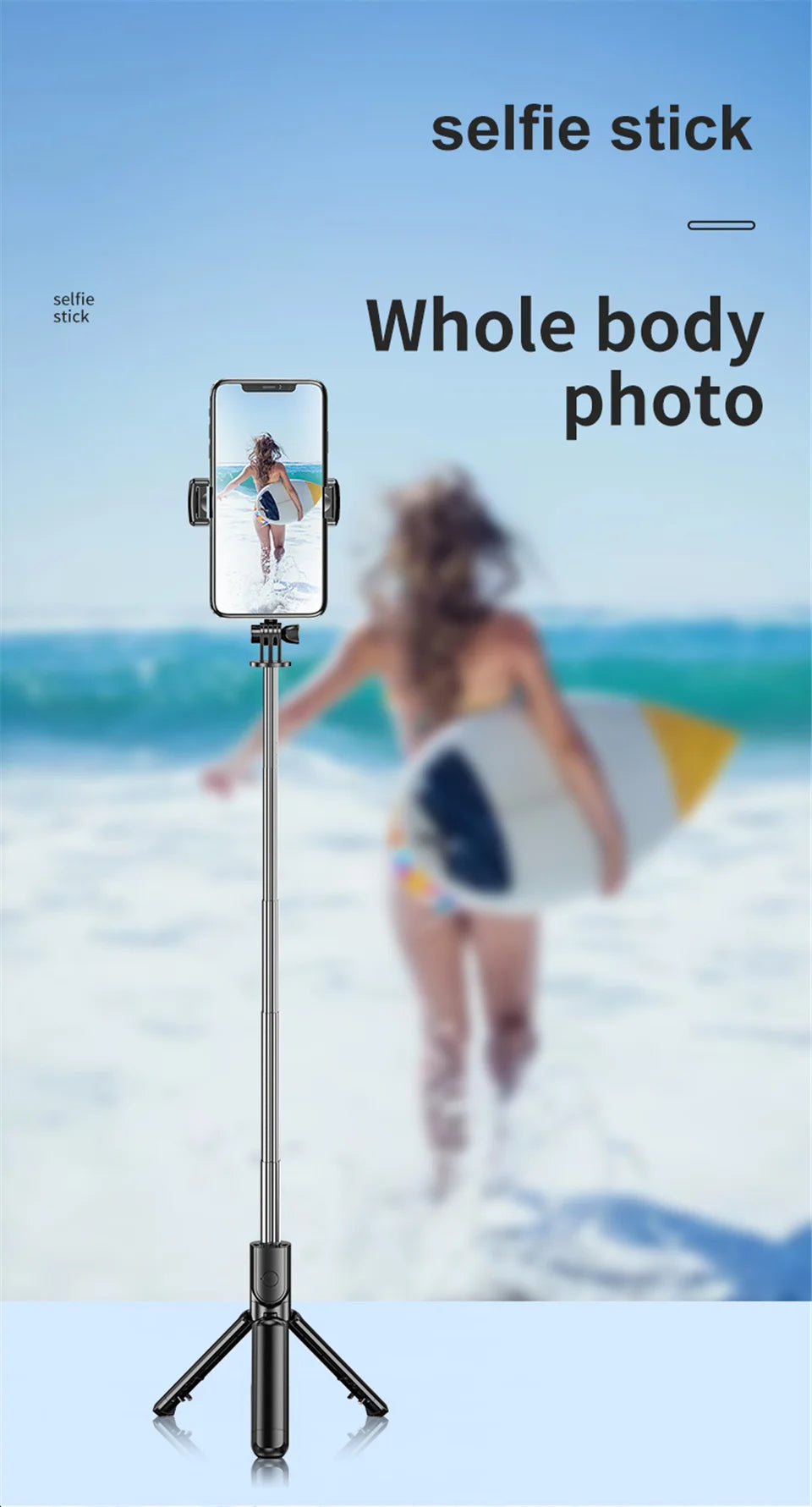 MEUYAG 2025 new Expandable Portable Tripod Selfie Stick With Remote With Detachable BT Wireless Remote Compatible for iPhone