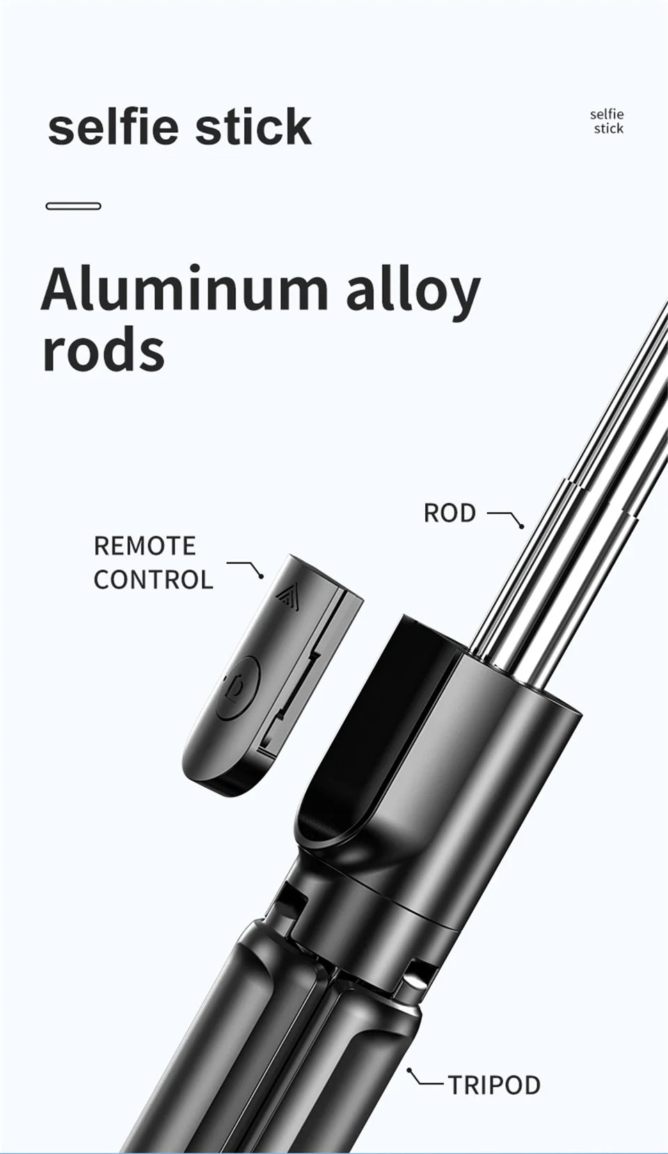 MEUYAG 2025 new Expandable Portable Tripod Selfie Stick With Remote With Detachable BT Wireless Remote Compatible for iPhone