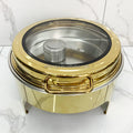 6l Restaurant Round Gold Roll Top Hydraulic Chafing Dishes Buffet Hotel Food Warmer Food Heater for Catering