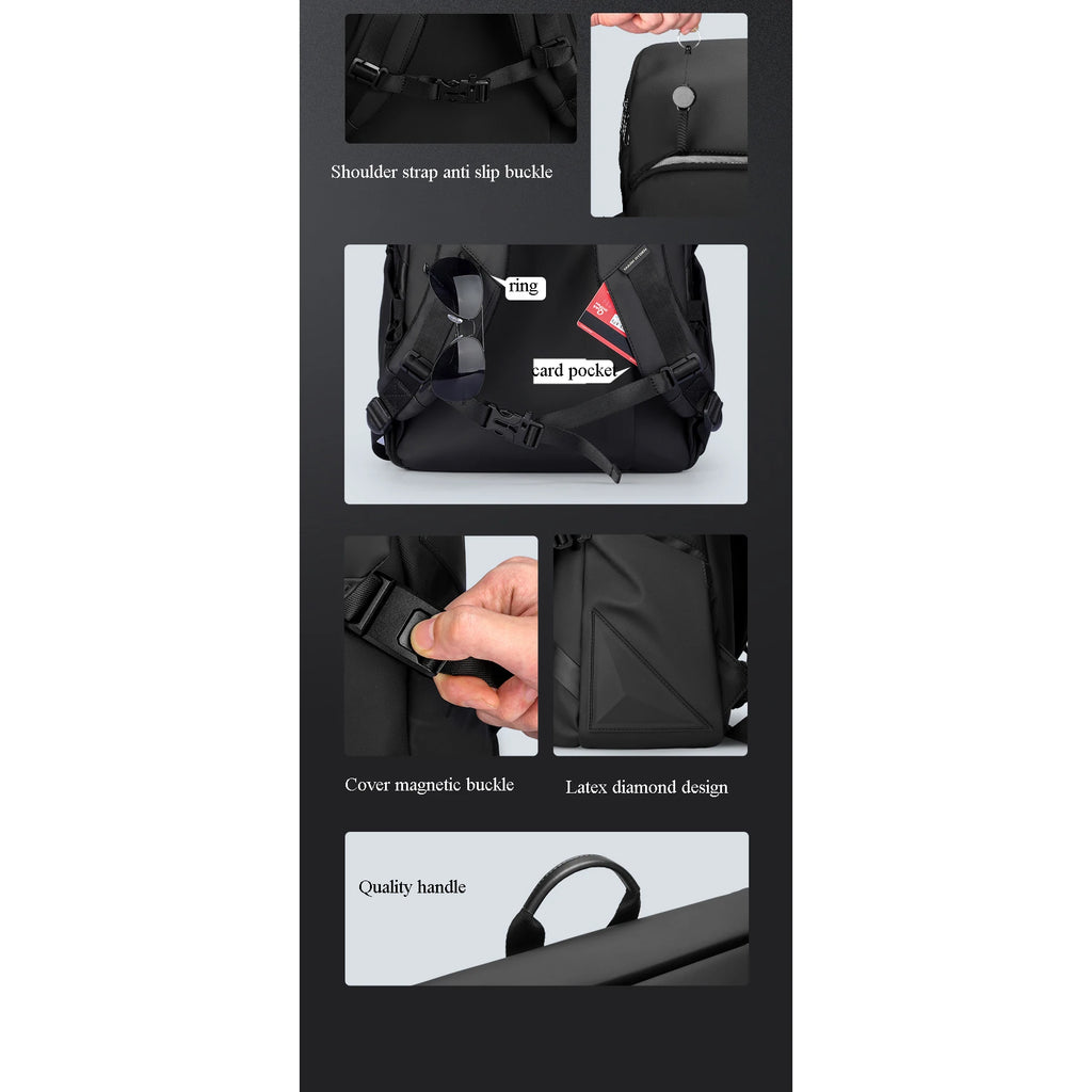Men's business travel backpack, detachable letter bag, backpack, large capacity 15.6-inch computer bag