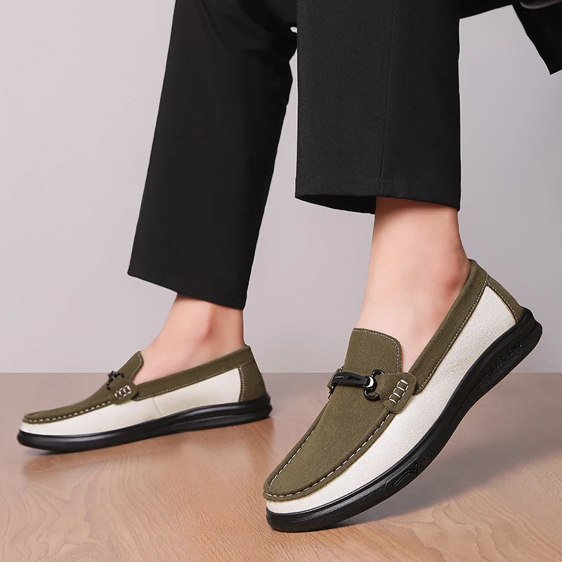 Business Formal  Travel Leather Shoes Fashionable and Comfortable Cowhide Suede Casual Shoes Soft Comfortable Mens Driving Shoes