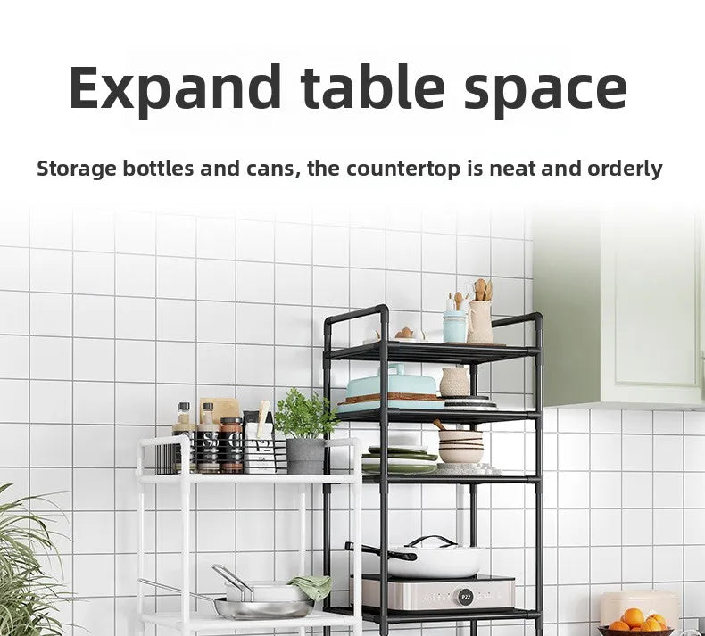 Kitchen multi-layer floor storage rack, household removable storage rack integrated wall rack