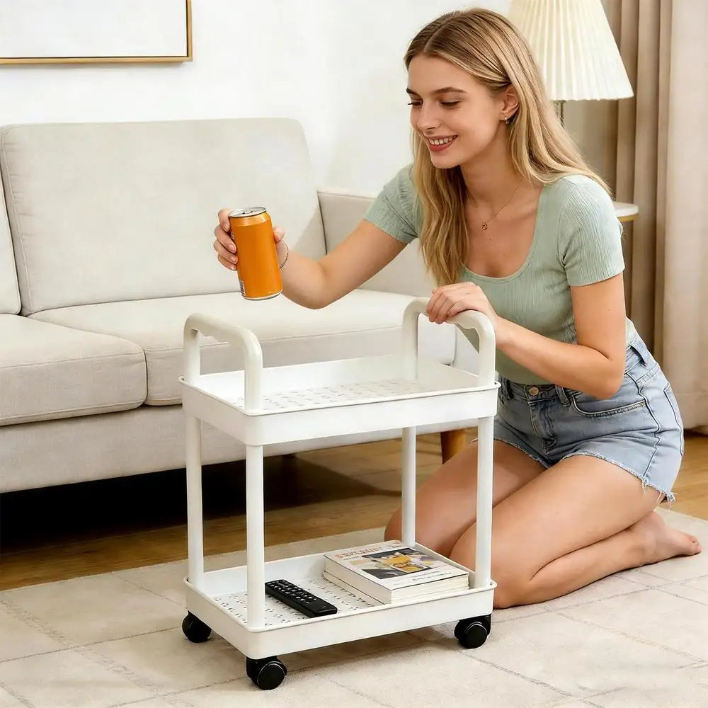 Kitchen Storage Rack 2 Tier Storage Stand With Wheels Space-saving Organizer For Home Athroom Pantry Laundry Dorm Workplace