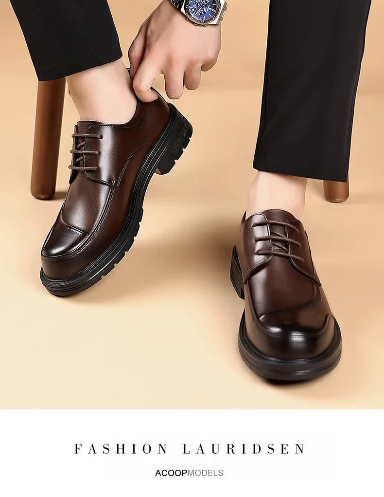 High-end Business Men's Shoes Trend Business Casual Leather Shoes Lace-up Big Head Formal Men's Leather Luxury Leather Shoes