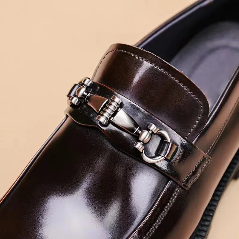 Men's Business Formal Leather Shoes Man Casual Leather Shoes Loafers Casual Business Wedding Shoes for Men Round Toe Slip-On