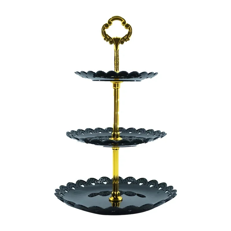 European Style Three-layer Cake Tray Multi-tier Dessert Stand Fruit Candy Plate Wedding Party Home Dessert Table Display Tools