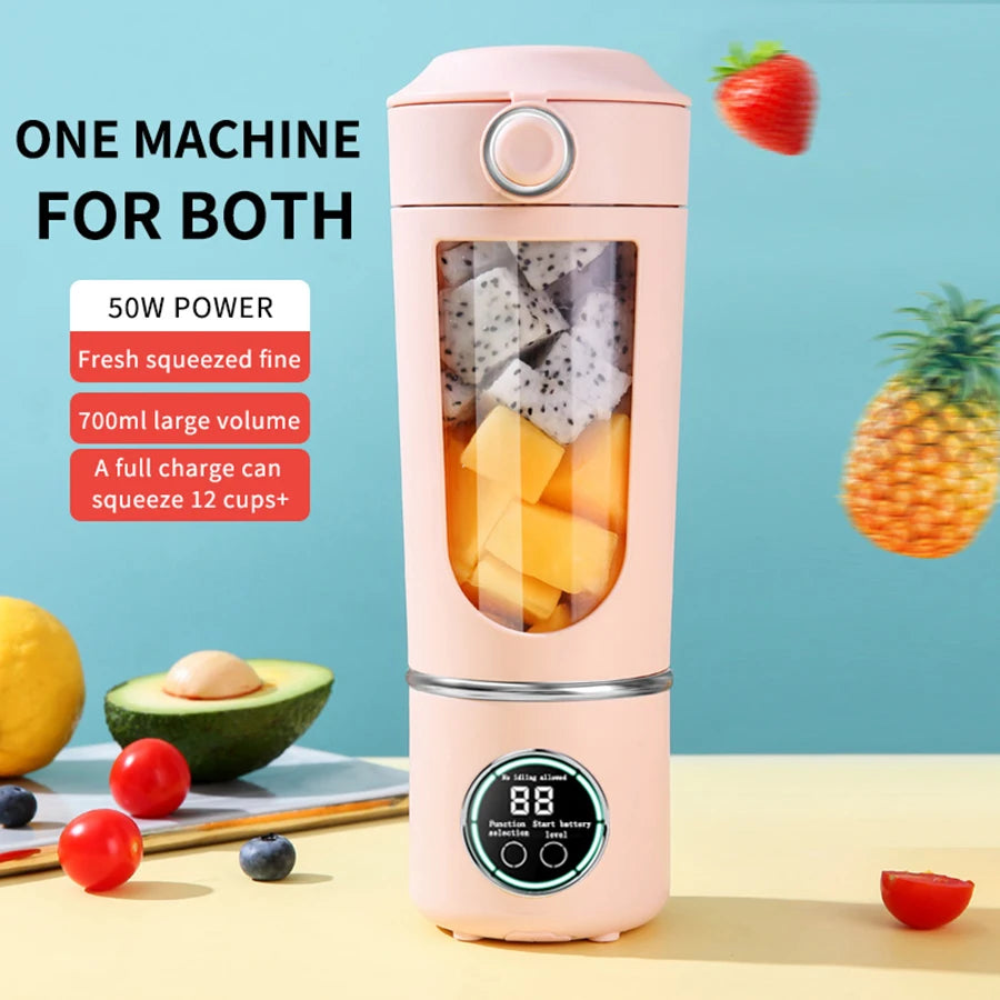 Electric juicer, portable digital blender, USB charging juicer, suitable for making smoothies, milkshakes, and fruit juices