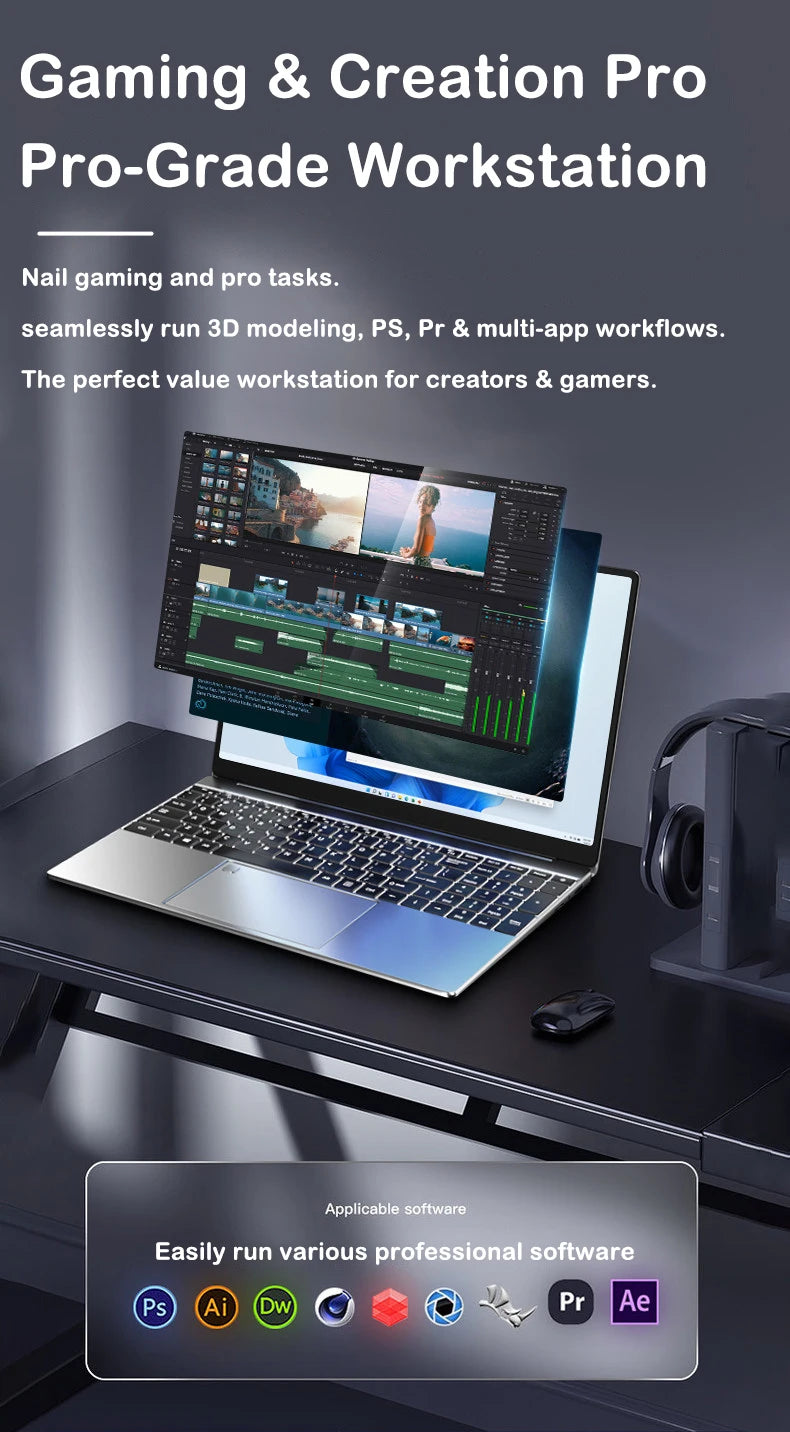 LENO NEW 15.6" Laptop Intel Core i9-9900 32GB 2TB Windows 11 Gaming Computer PC Gamer office Ultra Slim Notebook 1920*1080 HD