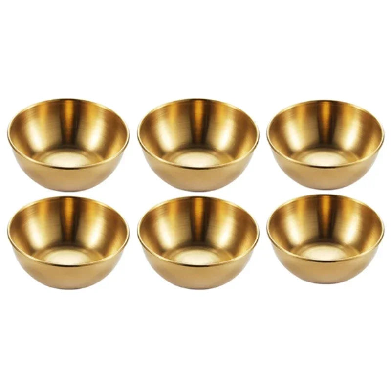 Set of 6 Stainless Steel Small Sauce Dishes Seasoning Serving Tray Spice Plates Set Soy Sauce Dish Specialty Tableware