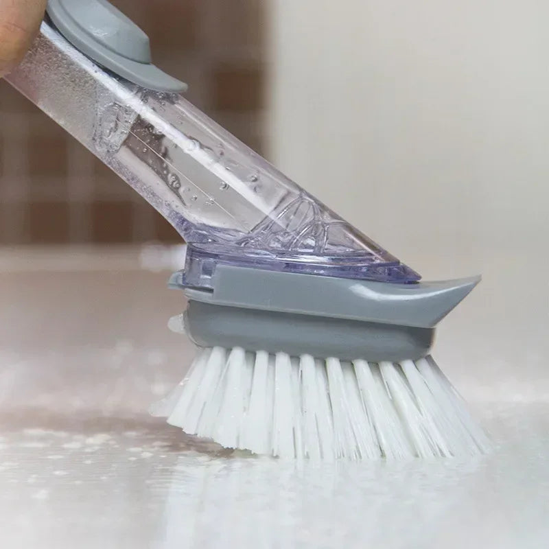 Kitchen Cleaning Brush 2 In 1 Long Handle Cleaing Brush with Removable Brush Sponge Dispenser Dishwashing  Kitchen Tools