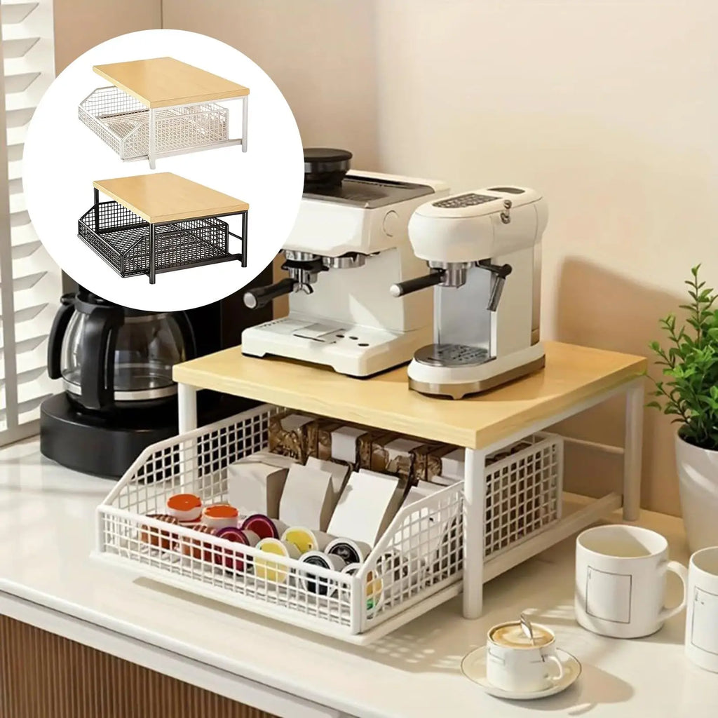 Kitchen Storage Rack Vertical 2-Tier Organizer Rack Standing Storage Shelves Multi-Functional Space Saving Countertop Storage