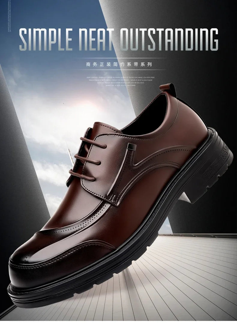 High-end Business Men's Shoes Trend Business Casual Leather Shoes Lace-up Big Head Formal Men's Leather Luxury Leather Shoes