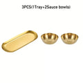 3/6/9/12pcs Golden Sauce Bowl Serving Tray Set Stainless Steel Seasoning Cup Sushi Dipping Bowl Serving Tray Snack Dish Plate