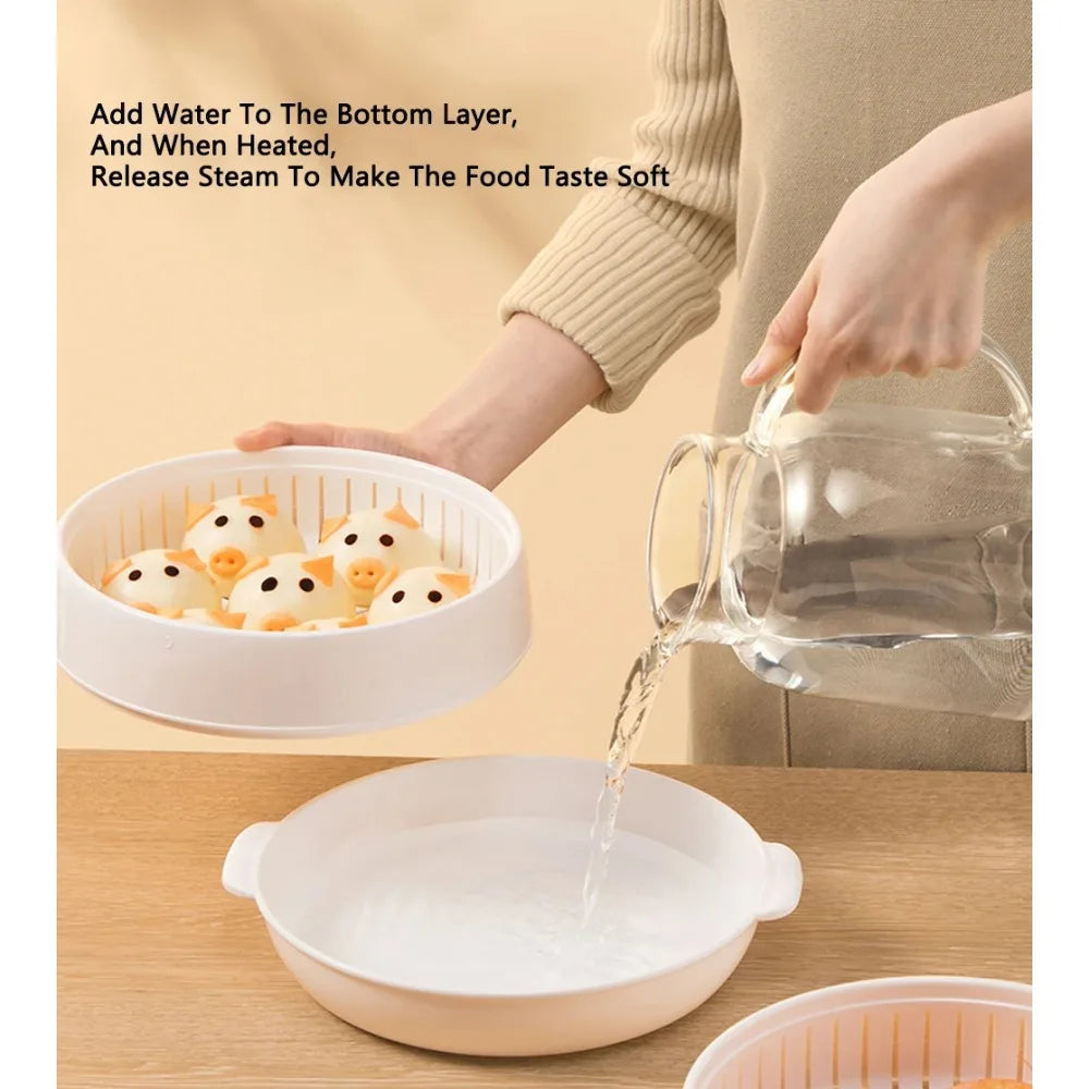 Microwave Heating Steamer Household Large Capacity Steamer Kitchen Steamer Box Steamer Rack Can Exhaust Steam