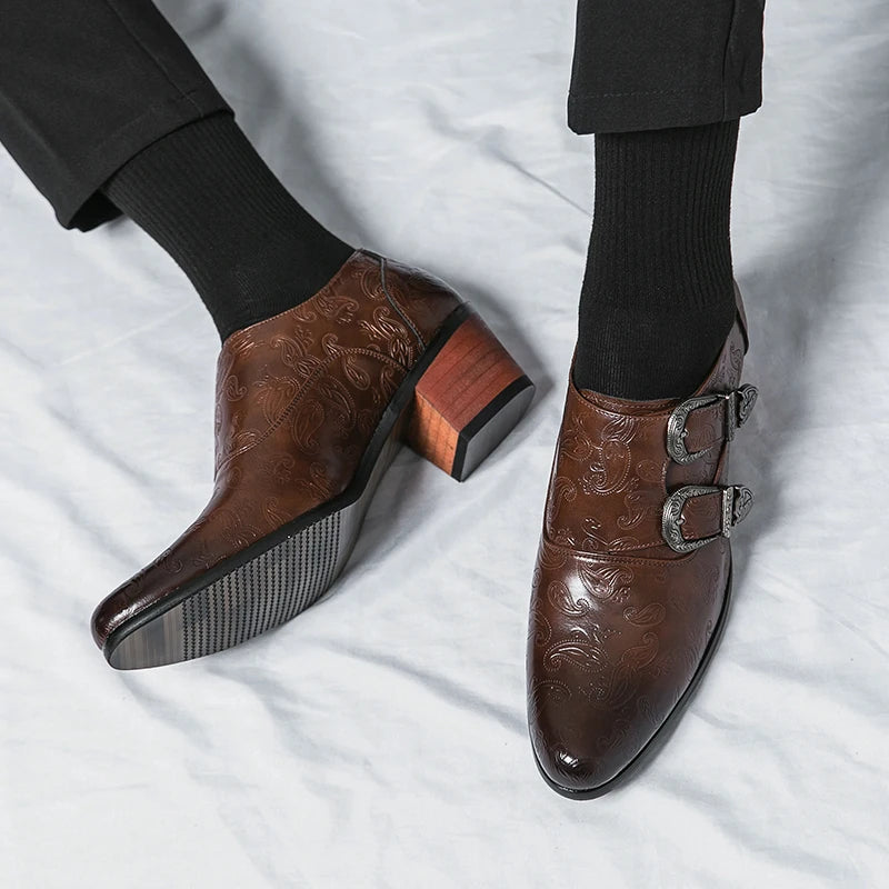 Men's Dress Shoes Fashion Belt Buckle Design Shoes Retro Carved Brogues Shoes Classic Business Formal Shoe Luxury Wedding Shoe