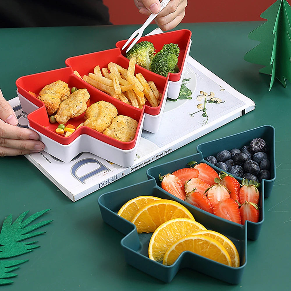 Christmas Dish Christmas Tree Shape Plate Sushi Candy Snack Dessert Serving Dish Bowl Breakfast Tray Christmas Decoration