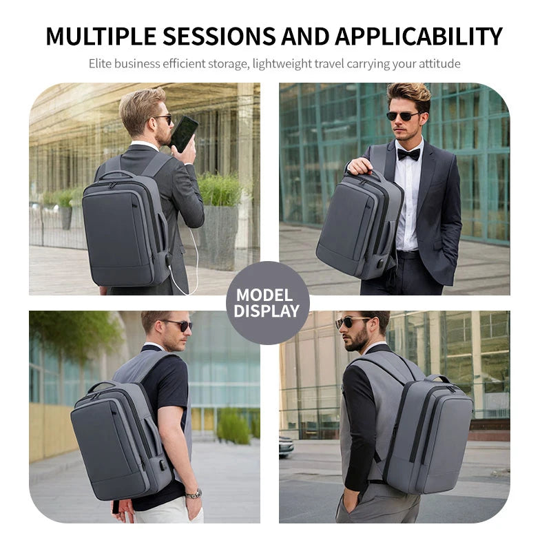 Business Commuter Men's Backpack, Multifunctional Laptop Bag, Solid Color, Simple Men's Backpack