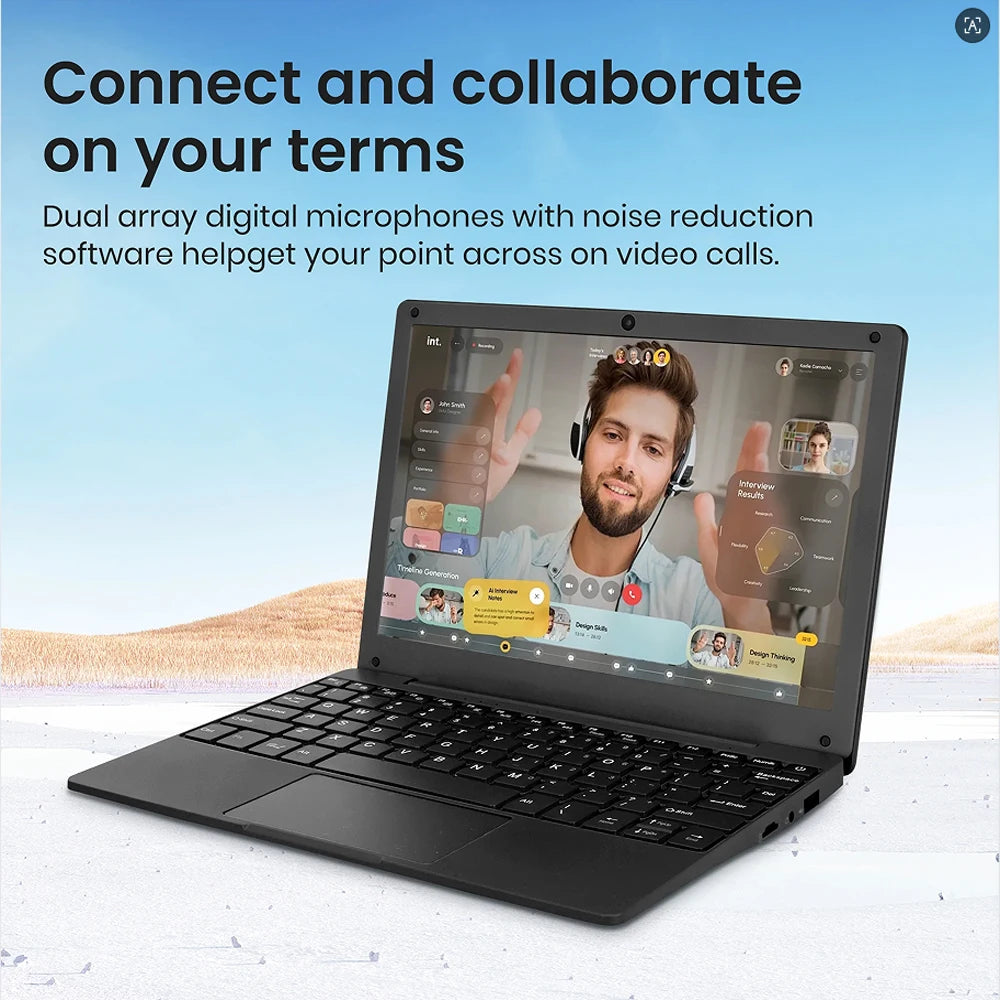 Windows11 Laptop 10.1inch Notebook Computer Learning Laptop Netbook for Kids Men Women (8GB/128GB)