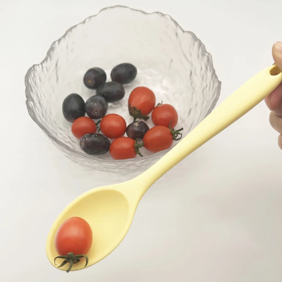 Long Handle Silicone Serving Spoons Rice Salad Mixing/ Stirring Kitchen Spoon Heat Resistan Silicone Teaspoon