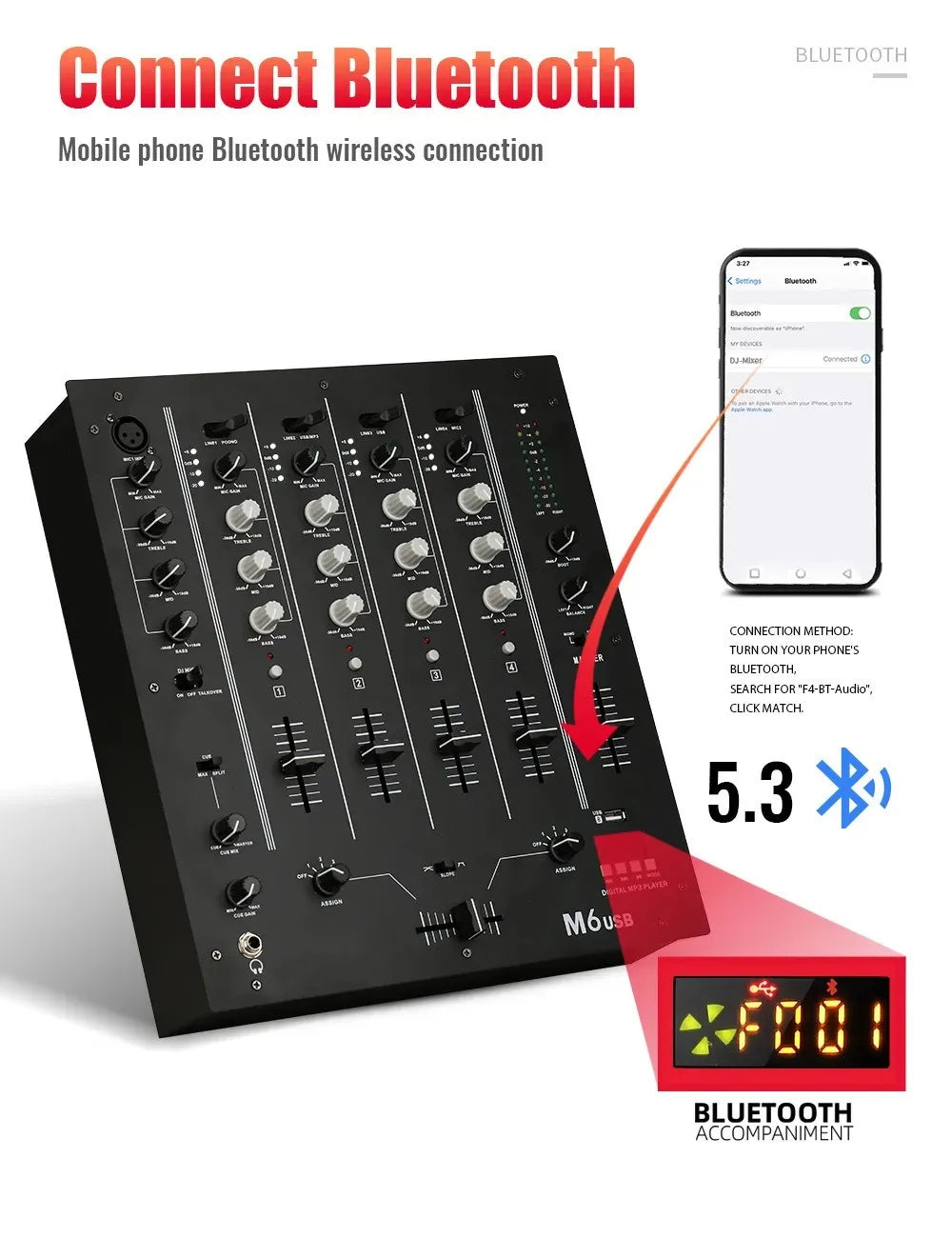 4-channel USB mixer DJ live stage bar KTV DJ mixer mixer live performance scratching