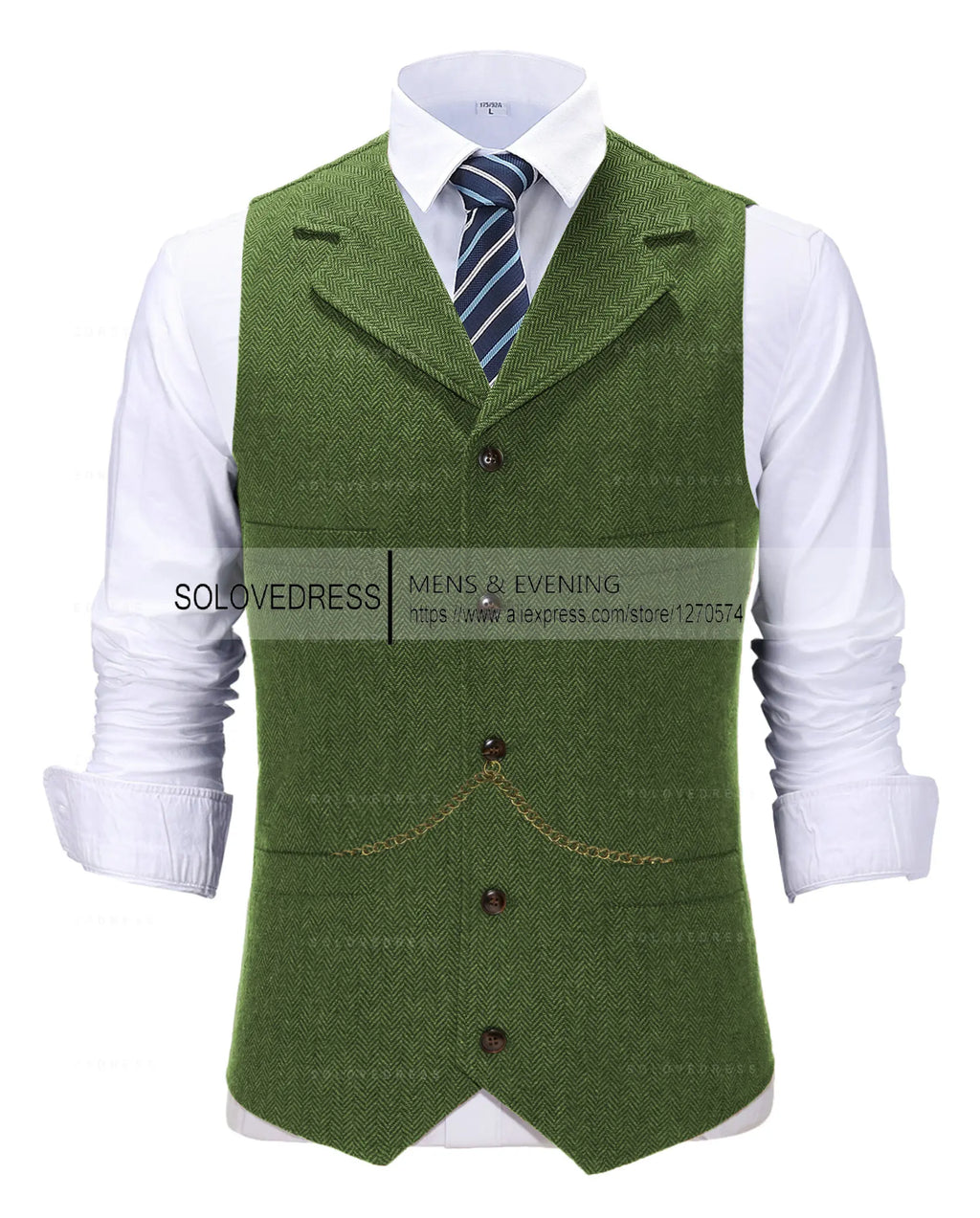 Business Mens Suit Vest Lapel V Neck Wool Herringbone Casual Brown Waistcoat Casual Formal Groomsman Jacket For Wedding