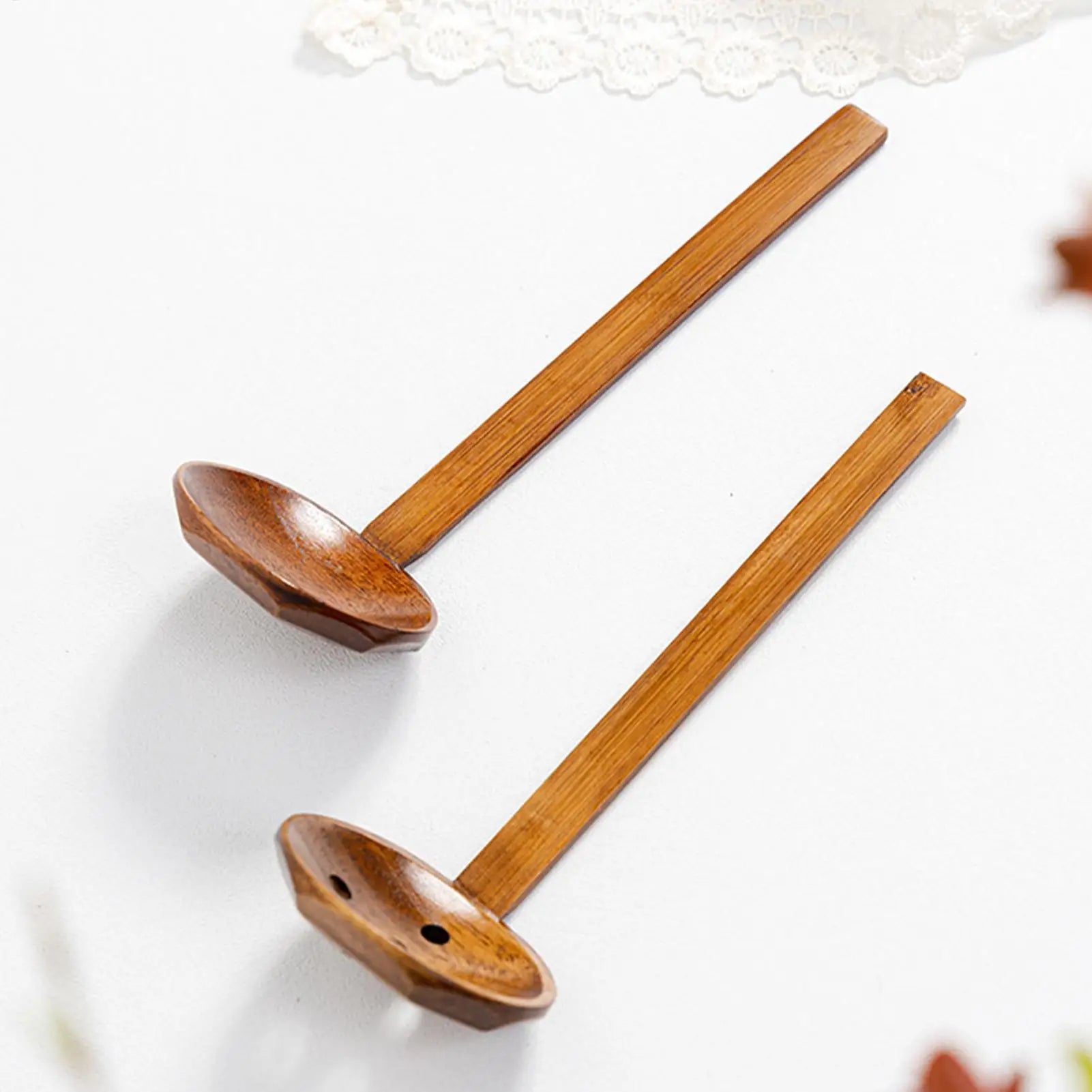 Wooden Ramen Spoons Japanese Long Handle Soup Serving Spoon Wooden Table Spoon Japanese Tasting Spoons for Home Cafe Hotel