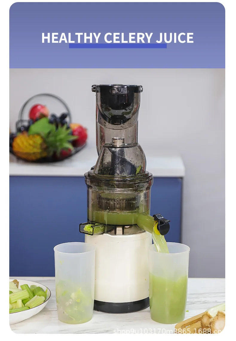 Household juicer, multifunctional fruit machine with vegetable cutter, large feed opening, fully automatic electric juice-separa