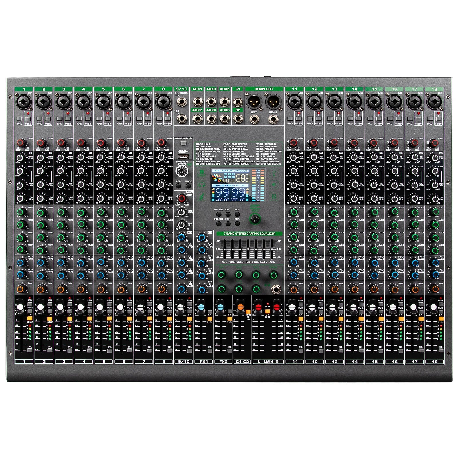 Depusheng Digital Mixer Professional Audio Mixer 18channels with 99bit dps reverb chip Bluetooth USB MP3 for stage bar studio DJ