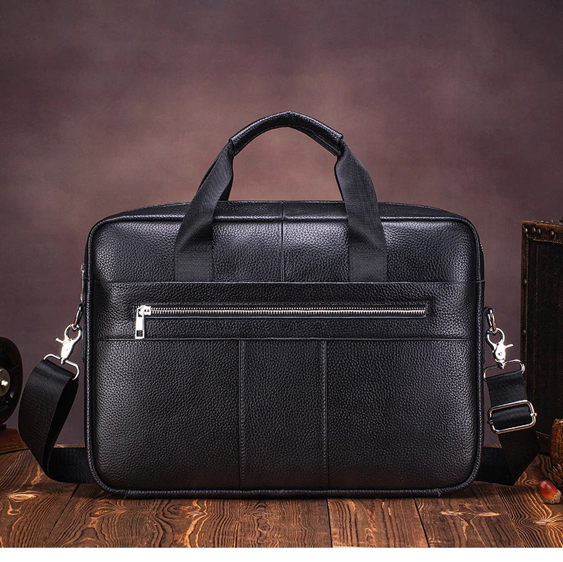 Men's Genuine Leather Laptop Bag Vintage Business Briefcase Shoulder Handbag Messenger Computer Bag Work Travel