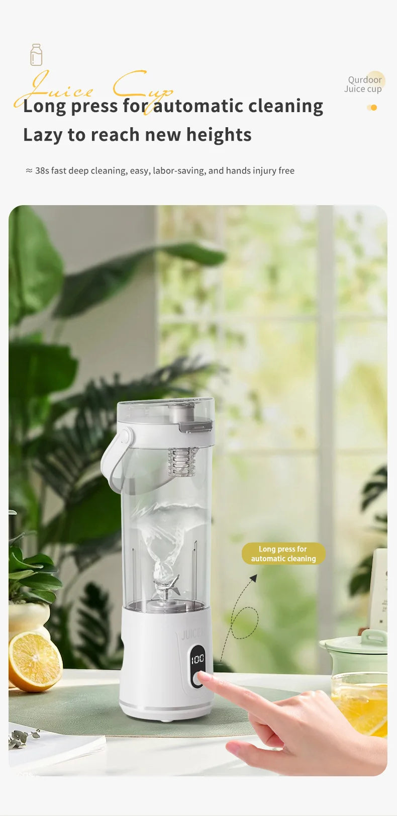 Portable Electric Juicer Small Household Rechargeable With Digital Display Vegetables Fruit Blender Juice Cup For Juicing