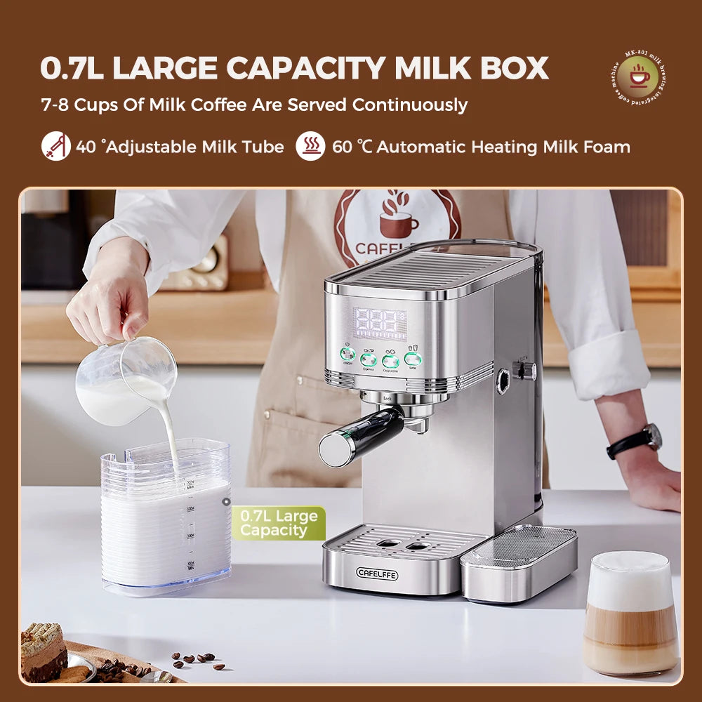 Coffee Machine Parts - Automatic Milk Box Compatible with CM1638, MK-801 Milk Frother, 0.7L Capacity Cafelffe
