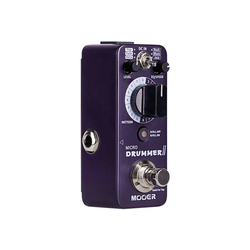 MOOER Micro Drummer II Guitar Drum Machine Effect Pedal 6 Style Per 48 Drummer Grooves 8 Different Rythem with EQ Tap Tempo Fill