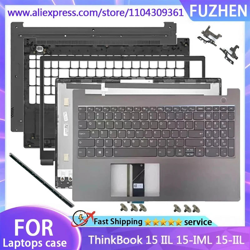 New For ThinkBook 15 IIL 15-IML 15-IIL Laptop Shell LCD Top cover/Back Cover/Front Bezel/Hinges/Bottom Case  Keyboard 15.6-inch