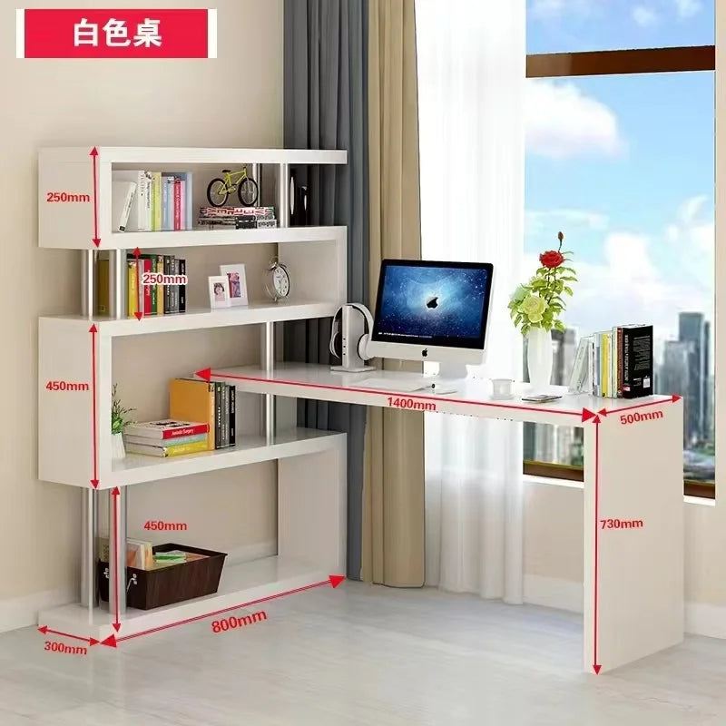Modern Computer Desk with Bookshelf Standing Desk Shelf High-Quality Wooden Bookshelf with Computer Desk  مكتب كمبيوتر مكتبي