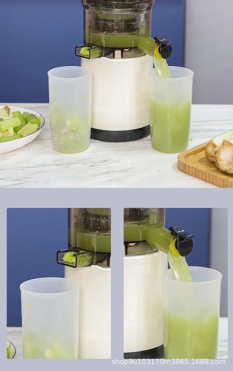 Household juicer, multifunctional fruit machine with vegetable cutter, large feed opening, fully automatic electric juice-separa