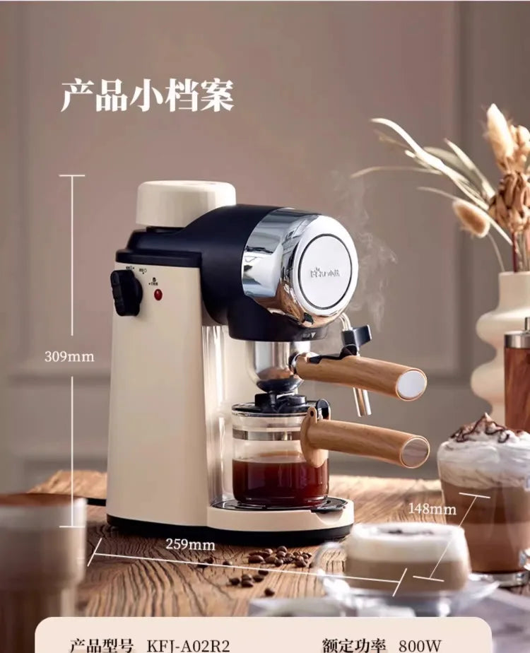 220V Bear Coffee Maker Small Home Espresso Semi Automatic Office All in One American Hand Grind Brew Machine CQ