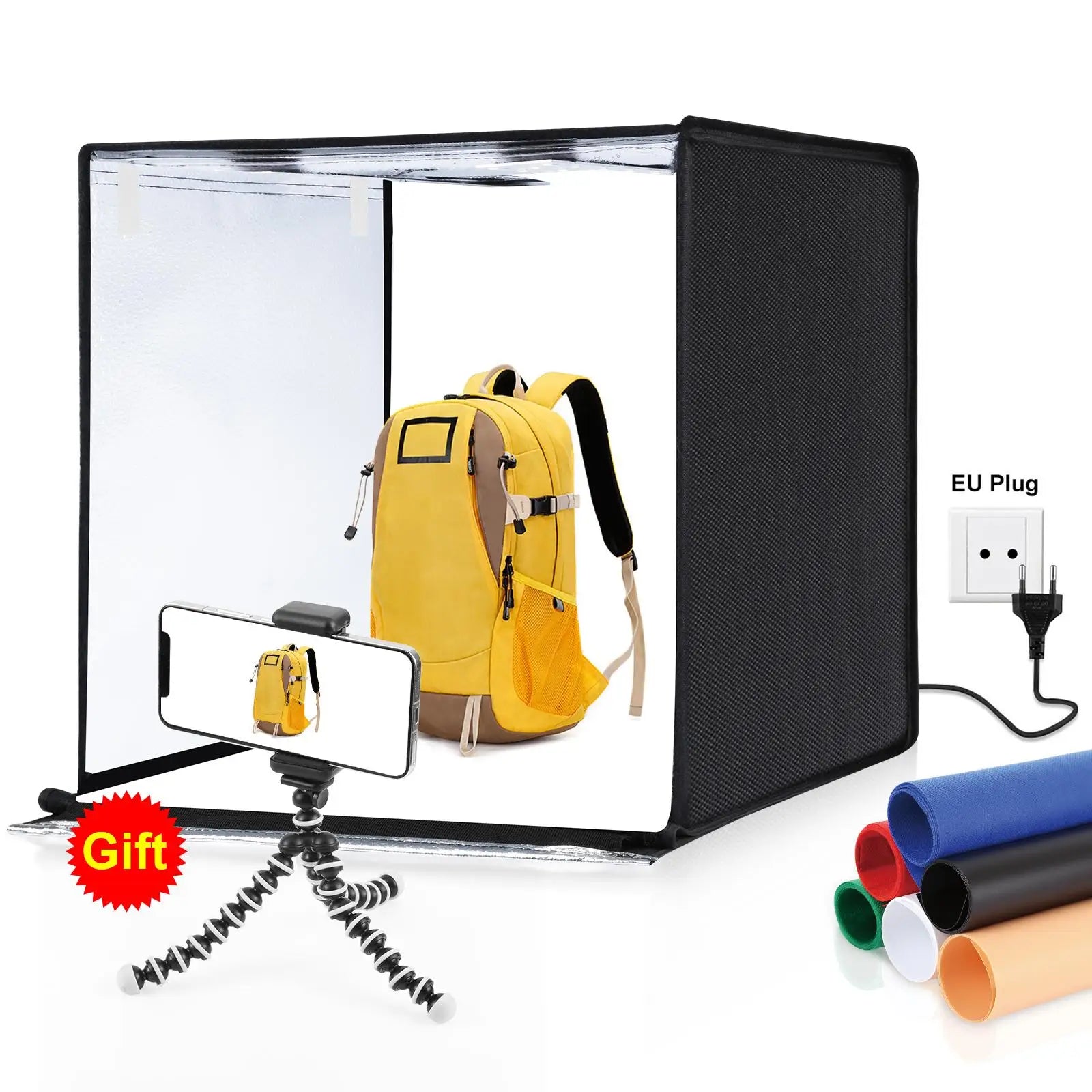 PULUZ 60x60 Photo Studio Light Box Photography Studio Shooting Light Tent Box 6 Colors Backgrounds Tabletop LED Light Studio Box